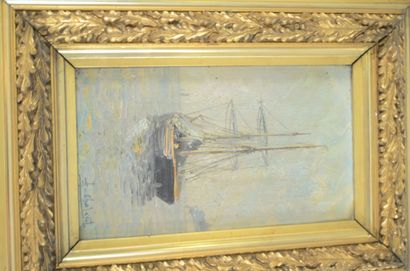 null Pair of paintings: Navy. Oil painting on isorel. 

Signed lower right. Size:...