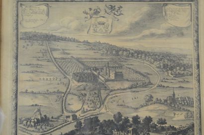null Gravure présentant le Château de Froidmont avec le blason de la ville de Jemeppe...