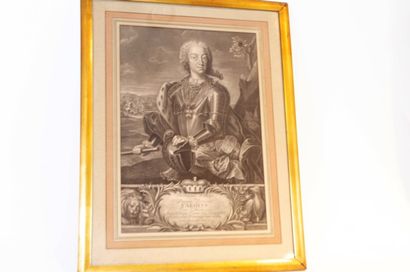 null Engraving of Charles of Lorraine by A. Pfeffel 49 x 36 cm. Gilded wood fram...