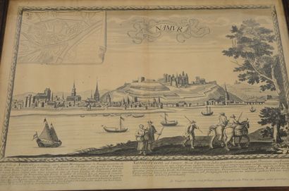 null Deux gravures présentant la ville de Namur. XVII ème siècle. Dimensions: 50.5...