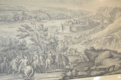 null Gravure: "vue de la ville et du château de Dinant sur la Meuse, assiégée par...