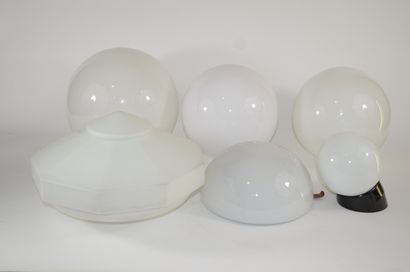 Set of 6 white opaline globes.