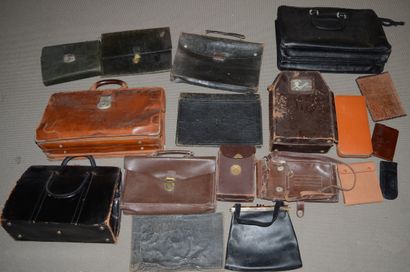 Set of saddlebags, briefcases, leather b...