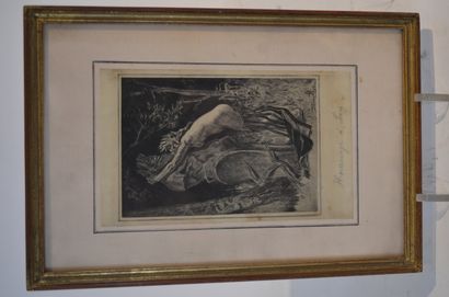 null ROPS Félicien (1833-1898): engraving "hommage à Pan", engraved by A. Bertrand....