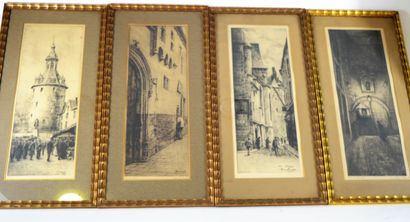 null BODART Henri (1874-1940): set of 4 engravings on the city of Namur:

Rue des...