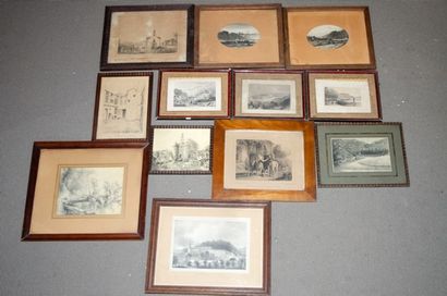 null Set of 12 engravings, including views of Namur.