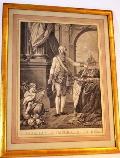 null 
Portrait de l'empereur Joseph II (1741-1790), eau-forte de Jacob Herreyns (1783),...