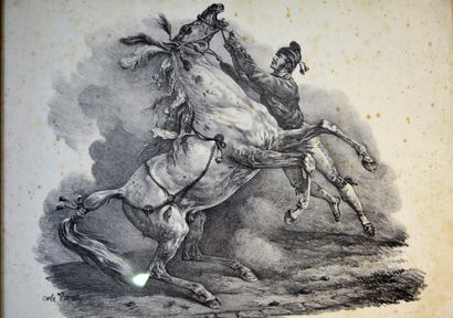 null VERNET Carle (1758-1836) Paire de lithographie, à Paris par Turgis, scènes d'équitation....