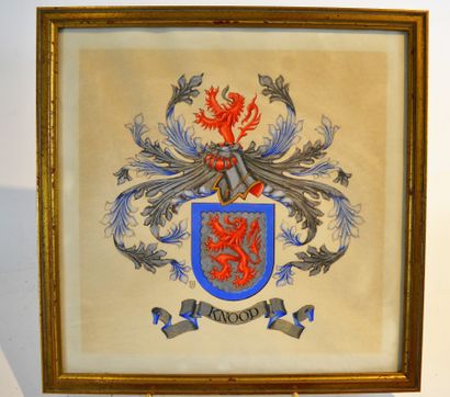 null Set of five frames of coats of arms:

-De Hays coat of arms, watercolour on...