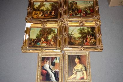 null Set of 6 reproductions on canvas:

-Two portraits: Josephine de Beauharnais...