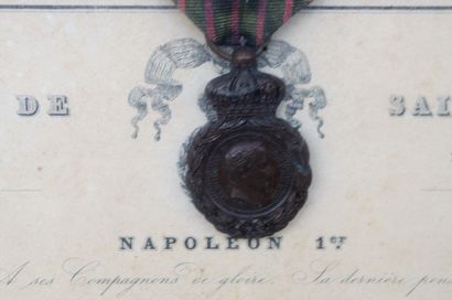 null Diplôme de la médaille de Saint-Hélène, avec la médaille, attribué à M. Joseph...