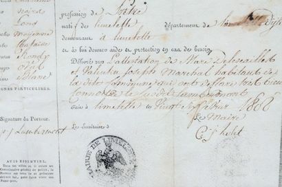 null Passport of the General Police of the 1st Empire attributed to Pierre Joseph...