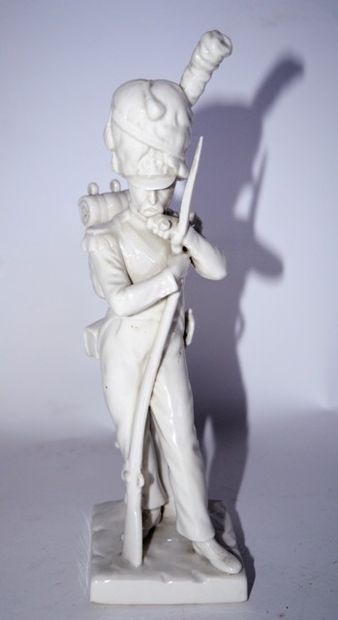 null Statuette of a grunt smoking a pipe in white porcelain, crowned N-mark, height:...