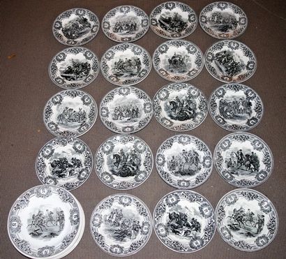null BOCH LA LOUVIERE: set of 9 dinner plates and 19 plates with entremet in fine...