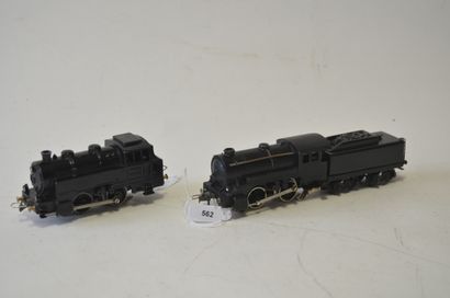 TRIX TRIX (2) locomotives, 55's, metal body :

- locotender 020, black, 20 0 54

-...
