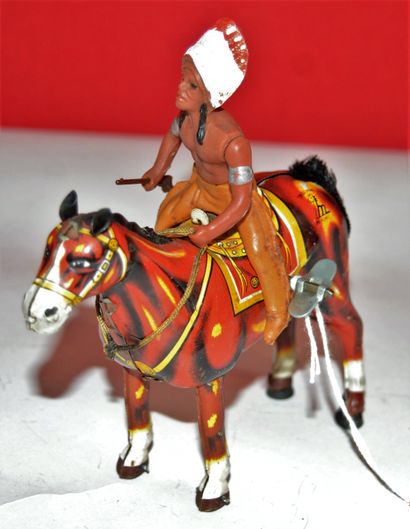 null Japon, Mukini: indien sur cheval à ressort mécanique interne, clef incorporée....