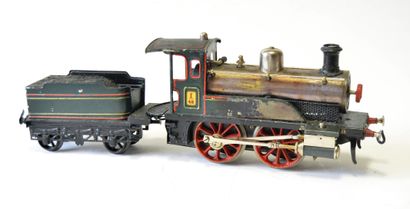 BING BING locomotive, I gauge, live steam, type 020, tender with two axles, copper...