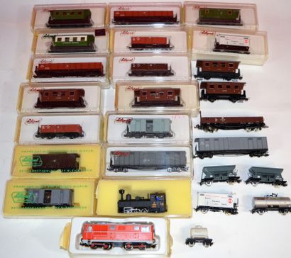 null LILIPUT very large HOe gap trains includes, nice condition in box :

- a locotender...