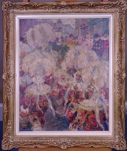 null Painting HST -Gilles dancing- signed *CHAVEPEYER A.* (Albert) (Châtelet 1899,...