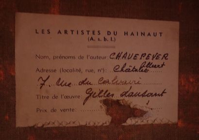 null Painting HST -Gilles dancing- signed *CHAVEPEYER A.* (Albert) (Châtelet 1899,...