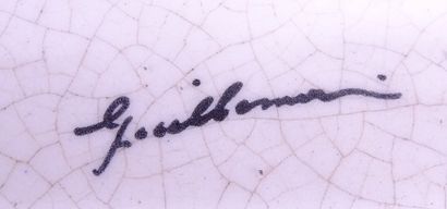 null Céramique: Cheval en faience craquelée blanche Art-Deco signé GUILLEMAIN H:...