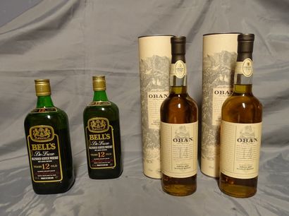 null WINE: (4) 2x WHISKY BELL'S, de luxe, blended scotch whisky 12 old, 43%, 75cl....