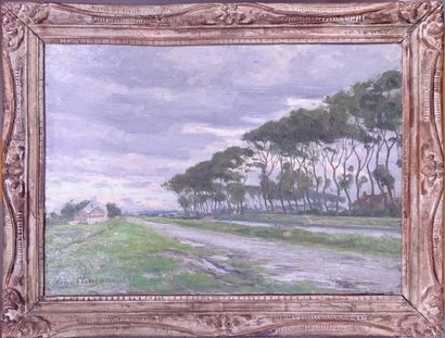 null Painting HSP -The road in grey weather- 1945 signed *CLESSE L.* (Louis) (Ixelles...