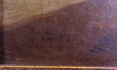 null Oak HSB painting (acc) -Unijambist- monogrammed HB late 17th early 18th century...