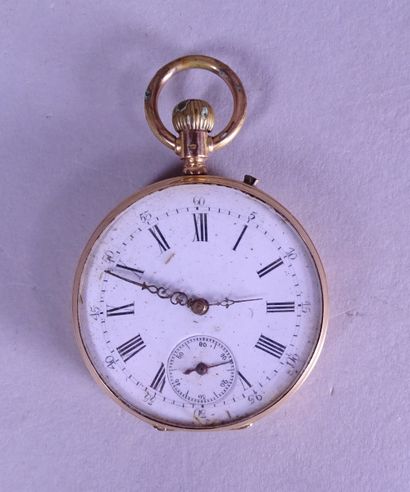 null Jewel: 18K yellow gold engraved outer cup pocket watch (P: 4,4gr) winding movement...