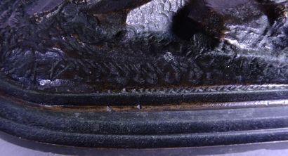 null Sculpture: Bronze -Le braque et le lièvre- trace de signature d'après *DELABRIERRE...