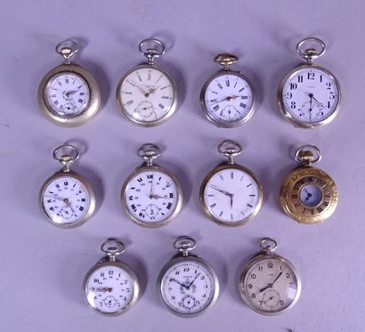 null Jewelry: Lot of silver plated winding pocket watches (11) (In condition) including...