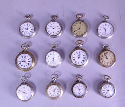 null Jewelry: silver plated pocket watches with winding movement (12) (Ds l'état)...