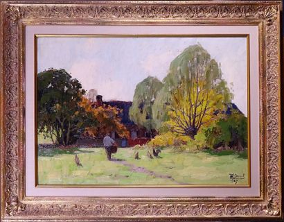 null Painting HST -Active landscape- 1927 signed *SCORIEL J-B.* (Jean-Baptiste) (1883-1956)...