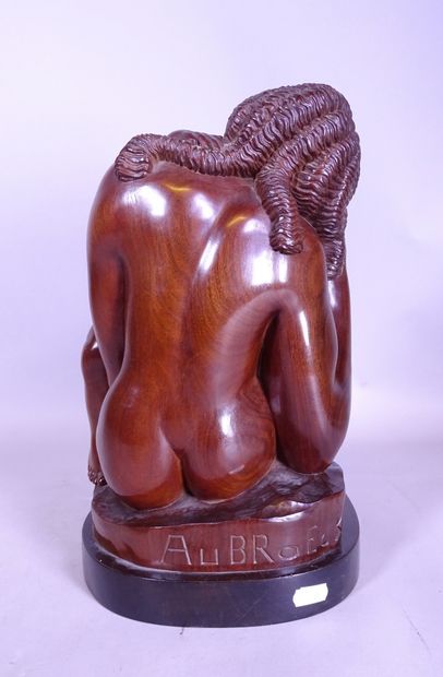 null Exotic wood sculpture -Maternity- signed *AUBROECK K.* (Karel) (Temse 1884 -...