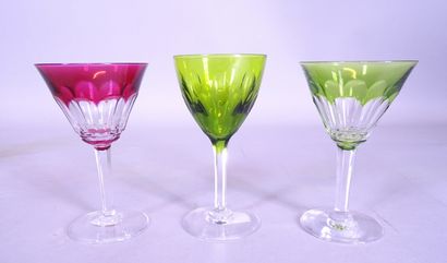 null Verrerie (13) Val St Lambert, 7 glasses on a stem in cut crystal Gandria (1946)...