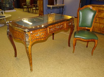 null Piece of furniture: Louis XV style minister's desk and chair in rosewood marquetry...