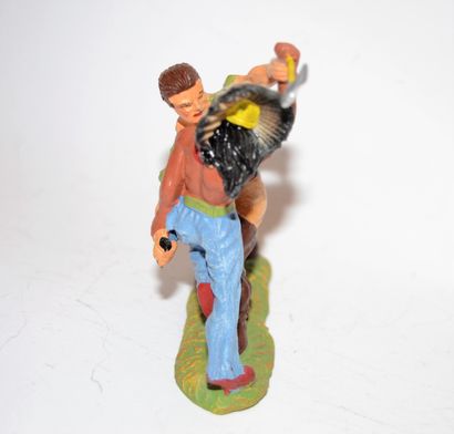 null ELASTOLIN: Hand-to-hand fight between a cowboy and an Indian. Missing the knife,...