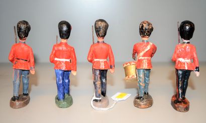 null ELASTOLIN: England, 5 soldiers and drummer of the Coldstream Guards. Large scale:...