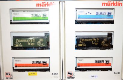 null MARKLIN (2) set for Delhaize of 3 freight cars each, set A & set B (MB)