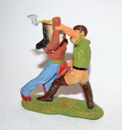 null ELASTOLIN: Hand-to-hand fight between a cowboy and an Indian. Missing the knife,...