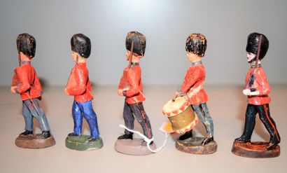 null ELASTOLIN: England, 5 soldiers and drummer of the Coldstream Guards. Large scale:...