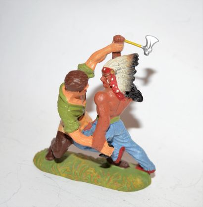 null ELASTOLIN: Hand-to-hand fight between a cowboy and an Indian. Missing the knife,...