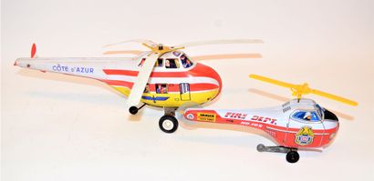 null Ensemble de 5 hélicoptères en tôle, dont: Modern Toys "patrol Helicopter Bell-12"...