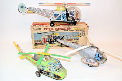 null Set of 5 helicopters in sheet metal, including: Modern Toys "patrol Helicopter...