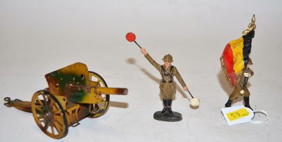 null ELASTOLIN (2) belgian soldiers a tankiist and a flag bearer (G) one joined a...