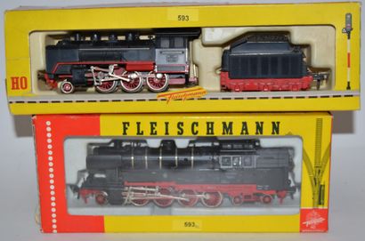 null FLEISCHMANN (2) locomotives 

- locotender 242, DB black n° 65014 (M) - locomotive...