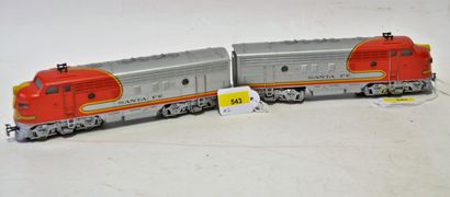 null MÄRKLIN 3060 & 4060, locodiesel double SANTA FE, en gris et rouge, très bon...