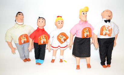 null HOBOKEN: set of 5 Bob and Bobette dolls: Jerome, Aunt Sidonia, Lambique. 1994....