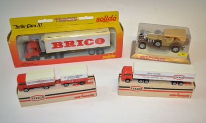 null SOLIDO & MAJORETTE: 3 trucks and a car 

-SOLIDO: Toner gam III "Brico" truck...