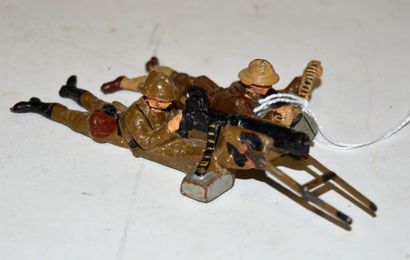 null LINEOL (2) Belgian soldiers, machine gunner lying down with servant (E)